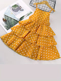 Girls Polka Dot Ruffled Sundress, Elegant Ladylike Style, Sleeveless Dress for Kids