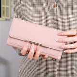 Trendy Lychee Pattern Long Wallet, Solid Color Multi-card Slots Card Holder, Perfect Purse For Daily Use