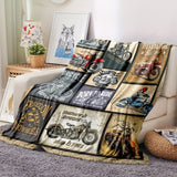 1pc Cozy Flannel Motorcycle Pattern Printed Blanket - Soft, Warm, and Versatile for Couch, Bed, Sofa, Car, Camping, and Travelling - Suitable for All Seasons, Perfect Gift for Friends and Family