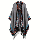 Generous Solid Color Cashmere-Feel Shawl Cape - Timeless Elegance, Ultra-Warm & Reversible - Versatile Windproof Cardigan-Style Wrap