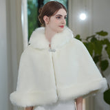 Luxurious Faux Fur Collar Shawl - Stylish, Elegant, Thick, Warm, Windproof, and Fuzzy - Perfect for Bridal, Wedding, and Outdoor Events