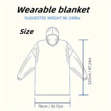 1pc Wearable Giant Blanket Hoodie - Ultra Soft, Super Warm, and Cozy Thick Fleece Blanket for Women and Men - Perfect Gift for Boys, Girls, and Adults, Ideal for Indoor Outdoor Use