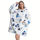 1pc Halloween Style Oversized Hoodie Wearable Blanket For Women Super Soft Warm Comfortable Giant Wearable Blanket Pullover Sleepwear For Women Men Adults With Big Pocket