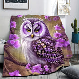 1pc Cozy Owl Flannel Blanket - Soft Bed, Sofa, Office Shawl, Leg Cover for Wilderness Camping - Multipurpose, Comfortable, Thermal, and Fuzzy Blanket for Chilly Nights