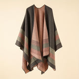 Ladies Large Striped Shawl Vintage Inelastic Sunscreen Cardigan Air-conditioned Room Windproof Warm Shawl