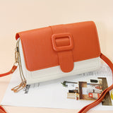 Fashion Double Zipper Clutch Wallet, Color Contrast Crossbody Bag, Women's Flap Mobile Phone Purse