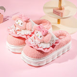 Sanrio Kuromi Plush Slippers for Girls - Cozy & Cute Cartoon Design with Soft EVA Sole, Perfect for Indoor Wear in Fall/Winter