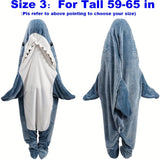 Cozy Shark Hoodie Blanket - Soft Flannel Wearable Sleeping Bag, Machine Washable, Contemporary Style