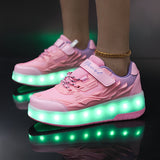 Stylish Unisex LED Light Up Roller Shoes - Comfy Detachable Wheel Skate Sneakers with Breathable Mesh Upper for Boys and Girls Teen Outdoor Activities - Perfect for Casual Wear, School, and Park Play