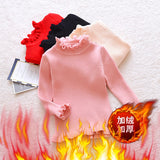 New new processing custom spot wholesale children's clothing girls sweater ruffle edge bottoming knitted sweater