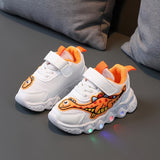 Youngsters' Dinosaur Cartoon Sneakers - Breathable Mesh, Light-Up Design for Boys & Girls - Perfect for Spring/Fall