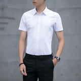 LUTAOTIE Shirt Men's Short Sleeve Non-Ironing Slim Fit Anti-Pleated Business Cotton Work Clothes Spring Business Clothing Men's Solid Color Shirt