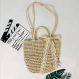 LUTAOTIE  Factory Direct Supply Thickened Lining Bow Straw Bag Woven Portable Beach Bag Japanese and Korean Style Fresh Straw Bag