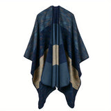 Generous Solid Color Cashmere-Feel Shawl Cape - Timeless Elegance, Ultra-Warm & Reversible - Versatile Windproof Cardigan-Style Wrap