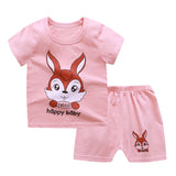 LUTAOTIE Summer Suit Children's Short-Sleeved Shorts Baby Girl Homewear Clothes Baby T-shirt Boys' Pajamas 0-1-2-3 Years Old