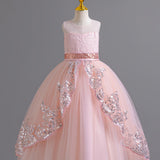 Gorgeous Sequin Trim Sleeveless Princess Dress Comfy Tutu Dress Kids Clothes For Party Performance