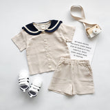 LUTAOTIE Children's Suit  Summer New Navy Style Baby Girl Boy Stall Supply Foreign Trade Wholesale Ins Children's Clothing