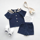 LUTAOTIE Children's Suit  Summer New Navy Style Baby Girl Boy Stall Supply Foreign Trade Wholesale Ins Children's Clothing