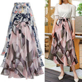 LUTAOTIE Summer Women's  EBay European and American Style Floral Chiffon Skirt Mid-Length Floral Print Swing Dress