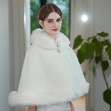 Luxurious Faux Fur Collar Shawl - Stylish, Elegant, Thick, Warm, Windproof, and Fuzzy - Perfect for Bridal, Wedding, and Outdoor Events