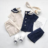 LUTAOTIE Children's Suit  Summer New Navy Style Baby Girl Boy Stall Supply Foreign Trade Wholesale Ins Children's Clothing