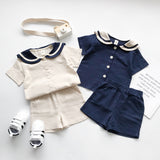 LUTAOTIE Children's Suit  Summer New Navy Style Baby Girl Boy Stall Supply Foreign Trade Wholesale Ins Children's Clothing