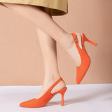 Chic Slingback Stiletto Pumps - Sleek Solid Color with Adjustable Buckle, Elegant Pointed Toe for Formal Occasions