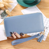 Contrast Color Long Wallet, PU Leather Textured Portable Clutch Bag, Fashion Zipper Women's Purse