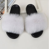 Womens Fashionable Colorblock Fluffy Ball Slides - Soft Slip-On Open Toe Shoes - Ultra-Comfortable Non-Slip Indoor Plush Loungers