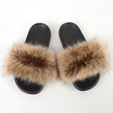 Womens Fashionable Colorblock Fluffy Ball Slides - Soft Slip-On Open Toe Shoes - Ultra-Comfortable Non-Slip Indoor Plush Loungers