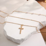 2pcs Baroque Multilayer Cross Pendant Necklaces With Faux Pearl Chain Choker Necklace Jewelry For Women Gift