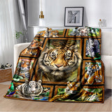 1pc Cozy Tiger Print Fleece Blanket - Soft Flannel Throw for Sofa, Bed, Travel, Camping, Living Room, Office, Couch, Chair - Warm, Lightweight, Digital Printing, Gift Idea for Family or Friends