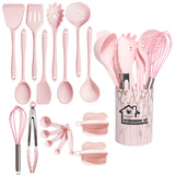 18-Piece Premium Silicone Kitchen Utensil Set - Heat Resistant, Non-Stick, Durable with Storage Bucket - Perfect for Cooking, Baking, and School Dorms - Includes Egg Beater, Tongs, and Measuring Spoon