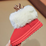 Christmas Halloween Theme Cute Cartoon Comfortable Boots For Girls, Soft Warm Plus Fleece Boots For Indoor Walking, Autumn And Winter