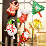 10pcs, Mini Cartoon Christmas Balloons Santa Claus Snowman Stick Balloon Christmas Decorations Balloons Christmas Tree Decorations Christmas Home Decor Room Decor