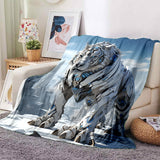 1pc Cozy Snow Mechanical Tiger Print Blanket - Lightweight Flannel Throw For Sofa, Bed, Travel, Camping, Livingroom, Office, Couch, Chair, And Bed - Digital Printing Fleece Blanket With Soft And Warm Flannel Fabric, Gifts For Family Or Friends