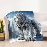 1pc Cozy Snow Mechanical Tiger Print Blanket - Lightweight Flannel Throw For Sofa, Bed, Travel, Camping, Livingroom, Office, Couch, Chair, And Bed - Digital Printing Fleece Blanket With Soft And Warm Flannel Fabric, Gifts For Family Or Friends