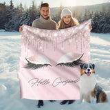 1pc Beautiful 3D Printed Eyelashes Flannel Blanket - Ultra Soft, Warm, Cozy Throw Blanket for Couch, Bed, Sofa, Office, Camping - Perfect for Cold Winter Nights, Snuggling Up, and Outdoor Adventures