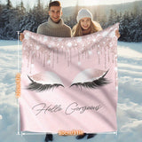 1pc Beautiful 3D Printed Eyelashes Flannel Blanket - Ultra Soft, Warm, Cozy Throw Blanket for Couch, Bed, Sofa, Office, Camping - Perfect for Cold Winter Nights, Snuggling Up, and Outdoor Adventures