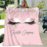 1pc Beautiful 3D Printed Eyelashes Flannel Blanket - Ultra Soft, Warm, Cozy Throw Blanket for Couch, Bed, Sofa, Office, Camping - Perfect for Cold Winter Nights, Snuggling Up, and Outdoor Adventures