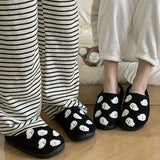 Halloween Ghost Pattern Slippers, Casual Slip On Plush Lined Shoes, Comfortable Indoor Home Slippers