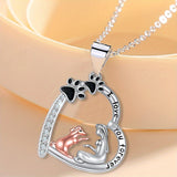 Fashion Alloy Crescent Moon Pendant Necklace with Resin Dog Charm and Paw Prints, "I Love You Forever" Inscription, White Gold Plated, Trendy Jewelry for Women, Ideal for Birthday and Christmas Gifts, Suitable for Ages 15+