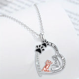 Fashion Alloy Crescent Moon Pendant Necklace with Resin Dog Charm and Paw Prints, "I Love You Forever" Inscription, White Gold Plated, Trendy Jewelry for Women, Ideal for Birthday and Christmas Gifts, Suitable for Ages 15+