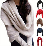 Cozy Knit Unisex Shawl Scarf - Fashion Scarves for Men and Women - Soft, Breathable, Pure Color, Long Sleeve, Casual, Comfortable, and Stylish Winter Accessory