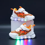 Youngsters' Dinosaur Cartoon Sneakers - Breathable Mesh, Light-Up Design for Boys & Girls - Perfect for Spring/Fall