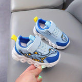 Youngsters' Dinosaur Cartoon Sneakers - Breathable Mesh, Light-Up Design for Boys & Girls - Perfect for Spring/Fall