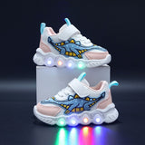 Youngsters' Dinosaur Cartoon Sneakers - Breathable Mesh, Light-Up Design for Boys & Girls - Perfect for Spring/Fall