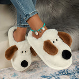 Unisex Cute Cartoon Puppy Furry House Shoes For Men And Women, Comfortable Warm Non Slip Soft Bottom Walking Shoes For Indoor, Autumn And Winter