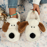 Unisex Cute Cartoon Puppy Furry House Shoes For Men And Women, Comfortable Warm Non Slip Soft Bottom Walking Shoes For Indoor, Autumn And Winter