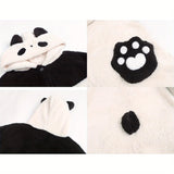 Cozy Panda Cartoon Wearable Blanket - Soft Flannel Hoodie with Sleeves, Thick Long Robe for Autumn/Winter Home Comfort